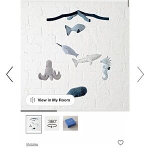 Crate&Barrel Nautical Mobile with Blue and Gray Sea Life